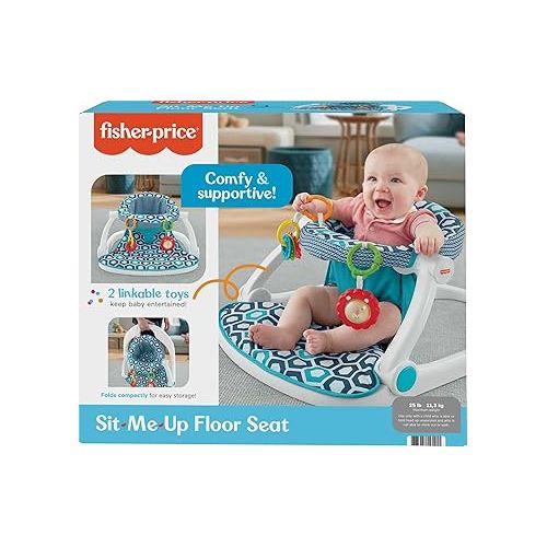 피셔프라이스 Fisher-Price Portable Baby Chair, Sit-Me-Up Floor Seat with 2 Removable Toys & Washable Seat Pad, Honeycomb