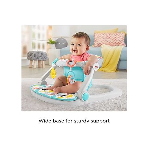 피셔프라이스 Fisher-Price Portable Baby Chair Sit-Me-Up Floor Seat with Developmental Toys & Machine Washable Seat Pad, Windmill