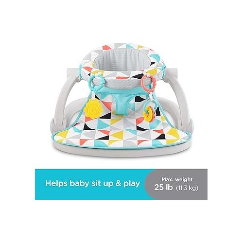 피셔프라이스 Fisher-Price Portable Baby Chair Sit-Me-Up Floor Seat with Developmental Toys & Machine Washable Seat Pad, Windmill