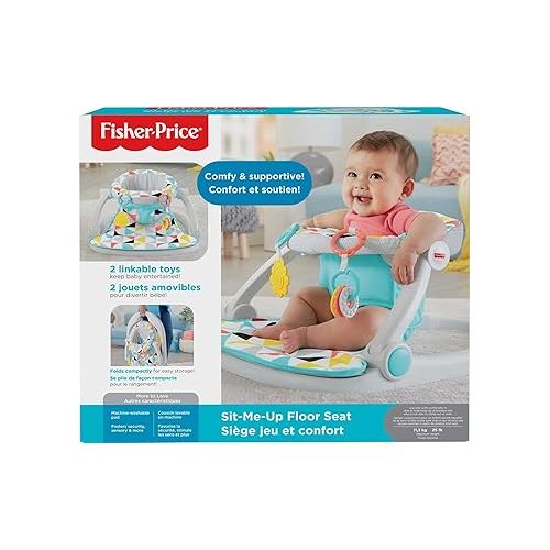 피셔프라이스 Fisher-Price Portable Baby Chair Sit-Me-Up Floor Seat with Developmental Toys & Machine Washable Seat Pad, Windmill