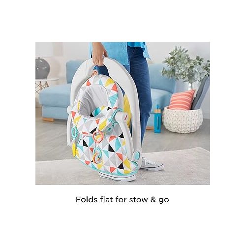 피셔프라이스 Fisher-Price Portable Baby Chair Sit-Me-Up Floor Seat with Developmental Toys & Machine Washable Seat Pad, Windmill