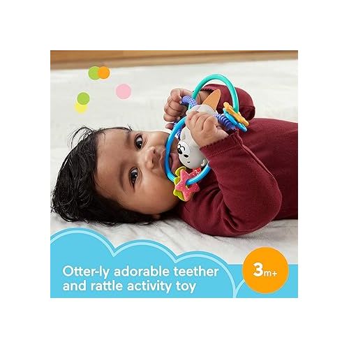 피셔프라이스 Fisher Price Baby Toys Twist & Teethe Otter 2-In-1 Rattle and Bpa-Free Teether with Textured Rings for Infant Fine Motor Play