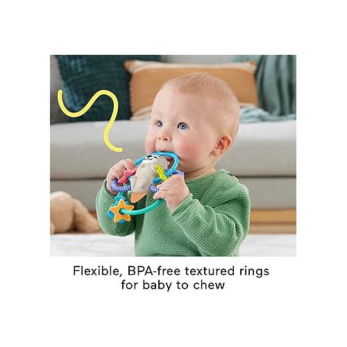 피셔프라이스 Fisher Price Baby Toys Twist & Teethe Otter 2-In-1 Rattle and Bpa-Free Teether with Textured Rings for Infant Fine Motor Play