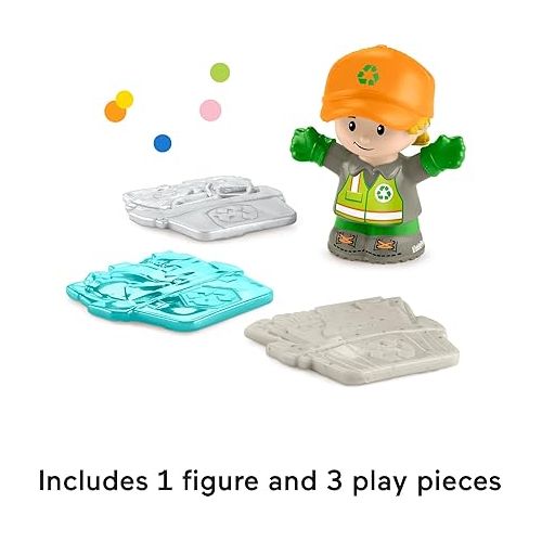 피셔프라이스 Fisher-Price Little People Musical Toddler Toy Recycling Truck Garbage Vehicle with Figure for Pretend Play Ages 1+ Years