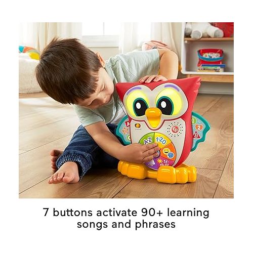 피셔프라이스 Fisher-Price Linkimals Toddler Learning Toy Light-Up & Learn Owl with Interactive Lights Music & Motion for Ages 18+ Months