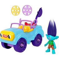 Fisher-Price Imaginext DreamWorks Trolls Toys Branch's Buggy, Push-Along Car & Figure Playset for Pretend Play Kids Ages 3+ Years