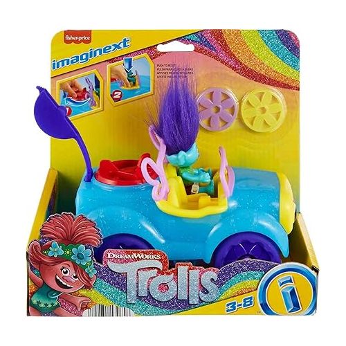 피셔프라이스 Fisher-Price Imaginext DreamWorks Trolls Toys Branch's Buggy, Push-Along Car & Figure Playset for Pretend Play Kids Ages 3+ Years