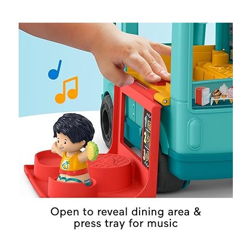 피셔프라이스 Fisher-Price Little People Musical Toddler Toy Serve It Up Food Truck Vehicle with 2 Figures for Pretend Play Kids Ages 1+ Years?