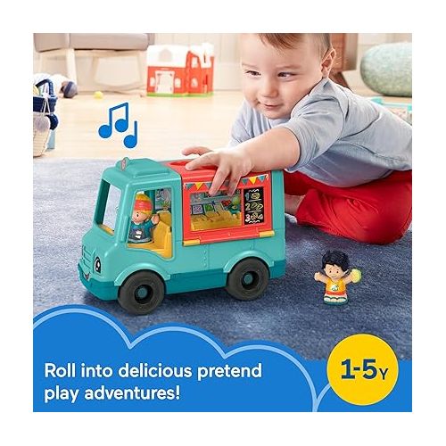 피셔프라이스 Fisher-Price Little People Musical Toddler Toy Serve It Up Food Truck Vehicle with 2 Figures for Pretend Play Kids Ages 1+ Years?