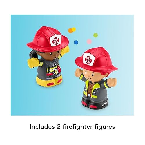 피셔프라이스 Fisher-Price Little People Toddler Toy Fire Truck Musical Push-Along Vehicle with 2 Figures for Pretend Play Ages 1+ Years