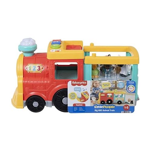 피셔프라이스 Fisher-Price Little People Toddler Learning Toy Big ABC Animal Train with Smart Stages & 6 Figures for Ages 1+ Years