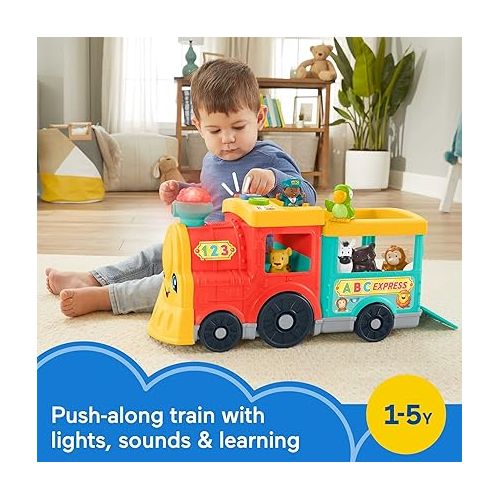 피셔프라이스 Fisher-Price Little People Toddler Learning Toy Big ABC Animal Train with Smart Stages & 6 Figures for Ages 1+ Years