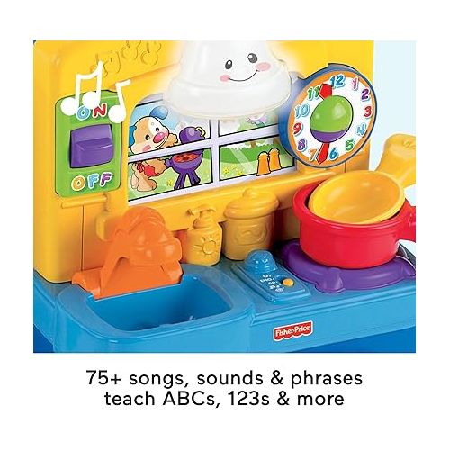 피셔프라이스 Fisher-Price Baby & Toddler Toy Laugh & Learn Learning Kitchen Playset with Music Lights & Bilingual Content for Infants Ages 6+ Months