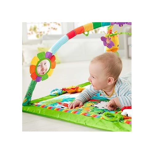 피셔프라이스 Fisher-Price Playmat Rainforest Music & Lights Deluxe Gym with 10+ Toys & Activites for Newborn Tummy Time Play