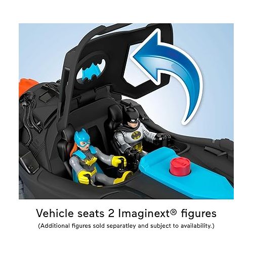 피셔프라이스 Fisher-Price Imaginext DC Super Friends Batman Toy, Lights & Sounds Batmobile with Batman Figure for Preschool Kids Ages 3+ Years