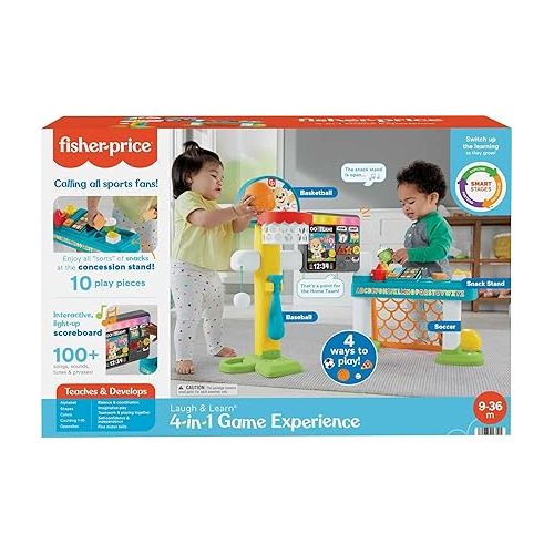 피셔프라이스 Fisher-Price Toddler Learning Toy Laugh & Learn 4-in-1 Game Experience Sports Activity Center with Smart Stages for Infants Ages 9+ Months?