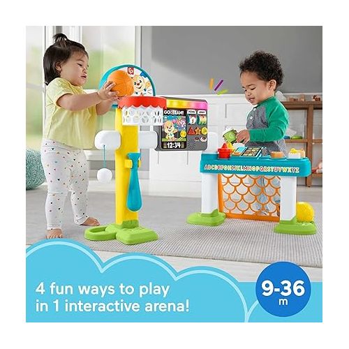 피셔프라이스 Fisher-Price Toddler Learning Toy Laugh & Learn 4-in-1 Game Experience Sports Activity Center with Smart Stages for Infants Ages 9+ Months?