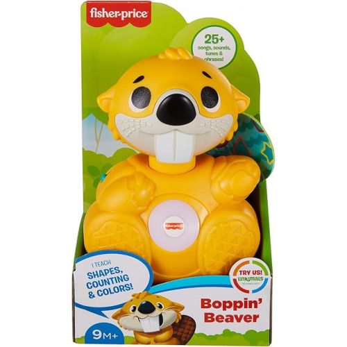 피셔프라이스 Fisher-Price Linkimals Baby & Toddler Learning Toy Boppin’ Beaver with Interactive Lights & Music for Ages 9+ Months