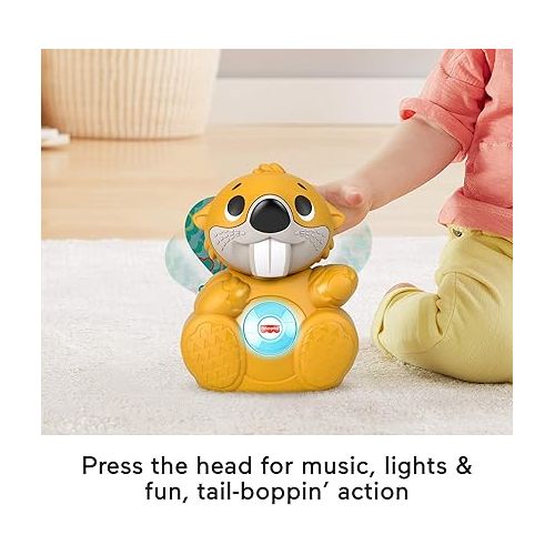 피셔프라이스 Fisher-Price Linkimals Baby & Toddler Learning Toy Boppin’ Beaver with Interactive Lights & Music for Ages 9+ Months