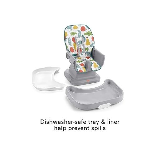 피셔프라이스 Fisher-Price SpaceSaver Simple Clean High Chair Baby to Toddler Portable Dining Seat with Removable Tray Liner, Pearfection