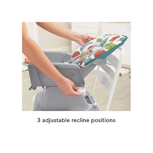 피셔프라이스 Fisher-Price SpaceSaver Simple Clean High Chair Baby to Toddler Portable Dining Seat with Removable Tray Liner, Pearfection