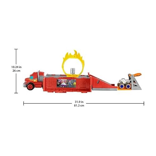 피셔프라이스 Fisher-Price Blaze and The Monster Machines Toy Car Race Track Launch & Stunts Hauler Transforming Playset with Diecast Vehicle