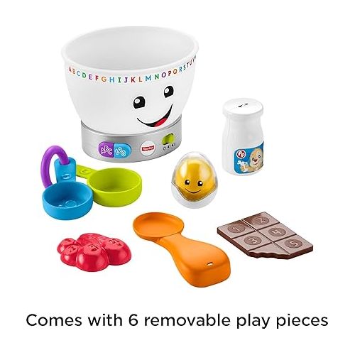 피셔프라이스 Fisher-Price Baby Learning Toy Laugh & Learn Magic Color Mixing Bowl with Pretend Food Music & Lights for Ages 6+ Months