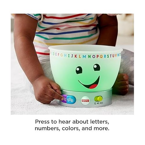 피셔프라이스 Fisher-Price Baby Learning Toy Laugh & Learn Magic Color Mixing Bowl with Pretend Food Music & Lights for Ages 6+ Months