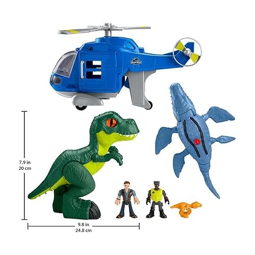 피셔프라이스 Fisher-Price Imaginext Jurassic World Dinosaur Toys, Dino Chopper with 3 Dinosaurs and Owen Grady Figure for Preschool Kids Ages 3+ Years