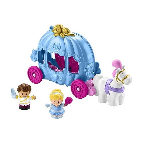 피셔프라이스 Fisher-Price Little People Toddler Playset Disney Princess Cinderella’s Dancing Carriage Vehicle with 2 Figures for Ages 18+ Months