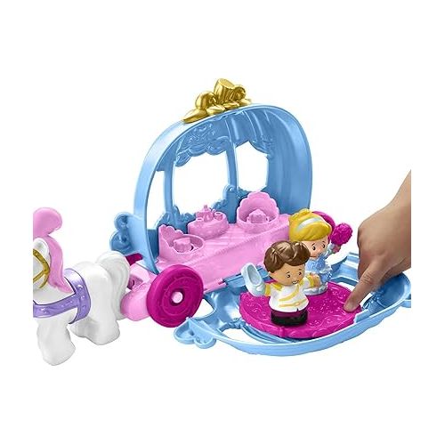 피셔프라이스 Fisher-Price Little People Toddler Playset Disney Princess Cinderella’s Dancing Carriage Vehicle with 2 Figures for Ages 18+ Months