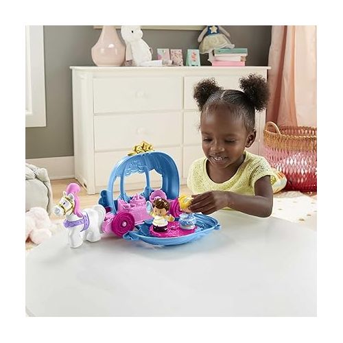 피셔프라이스 Fisher-Price Little People Toddler Playset Disney Princess Cinderella’s Dancing Carriage Vehicle with 2 Figures for Ages 18+ Months