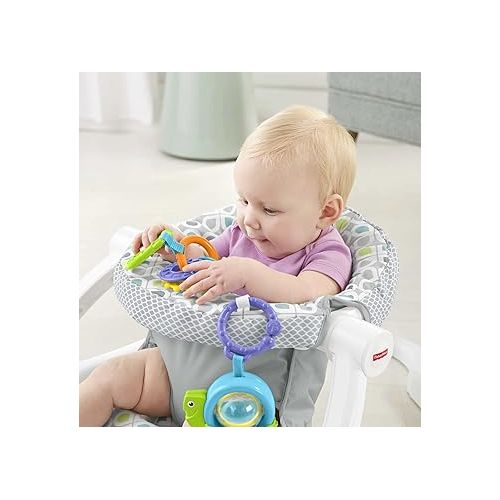 피셔프라이스 Fisher-Price Portable Baby Chair Sit-Me-Up Floor Seat With Developmental Toys & Machine Washable Seat Pad, Honeydew Drop