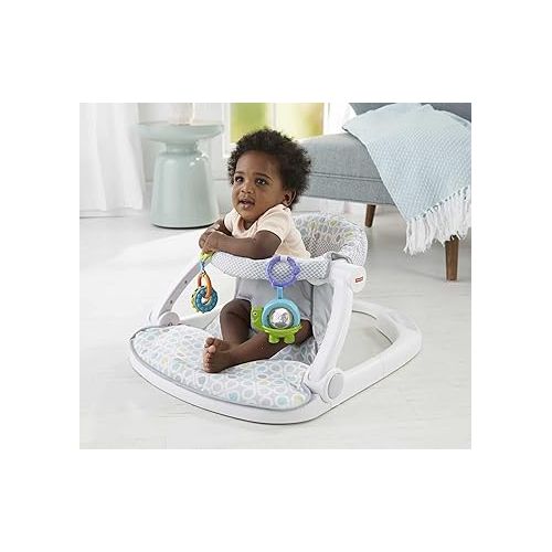 피셔프라이스 Fisher-Price Portable Baby Chair Sit-Me-Up Floor Seat With Developmental Toys & Machine Washable Seat Pad, Honeydew Drop