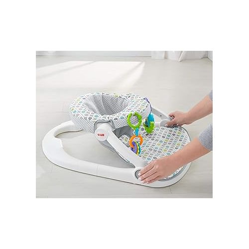 피셔프라이스 Fisher-Price Portable Baby Chair Sit-Me-Up Floor Seat With Developmental Toys & Machine Washable Seat Pad, Honeydew Drop