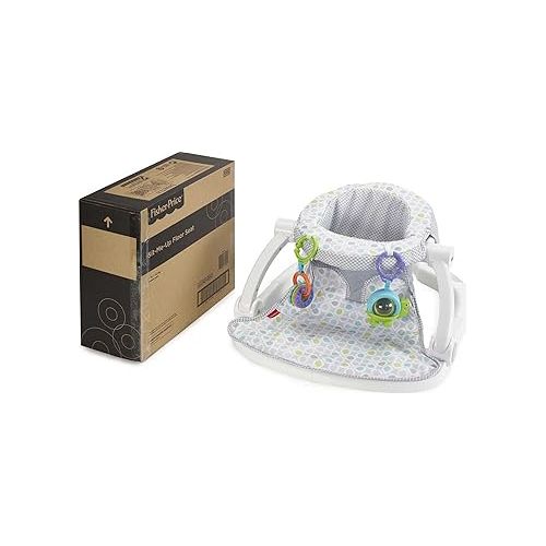 피셔프라이스 Fisher-Price Portable Baby Chair Sit-Me-Up Floor Seat With Developmental Toys & Machine Washable Seat Pad, Honeydew Drop