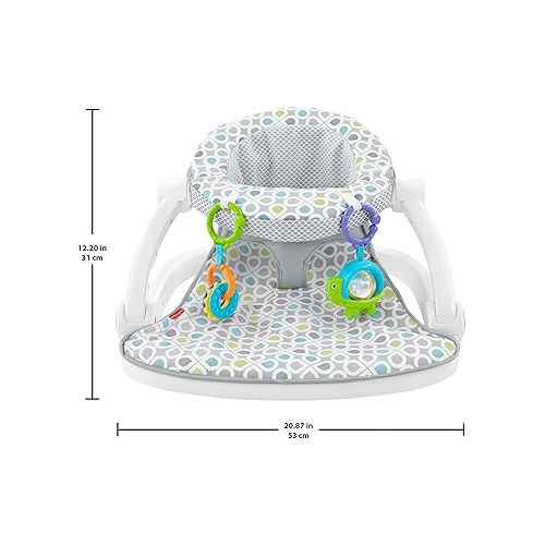 피셔프라이스 Fisher-Price Portable Baby Chair Sit-Me-Up Floor Seat With Developmental Toys & Machine Washable Seat Pad, Honeydew Drop