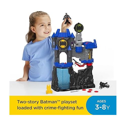 피셔프라이스 Fisher-Price Imaginext DC Super Friends Batman Toy, Wayne Manor Batcave Playset with Figure Batcyle & Accessories for Ages 3+ Years (Amazon Exclusive)