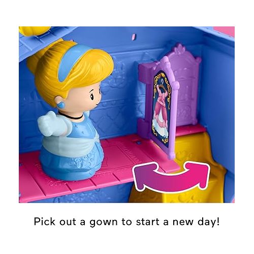 피셔프라이스 Fisher-Price Little People Toddler Toy Disney Princess Cinderella On-The-Go Playset with Figures for Pretend Play Kids Ages 18+ Months