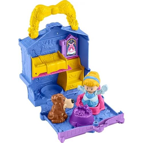 피셔프라이스 Fisher-Price Little People Toddler Toy Disney Princess Cinderella On-The-Go Playset with Figures for Pretend Play Kids Ages 18+ Months