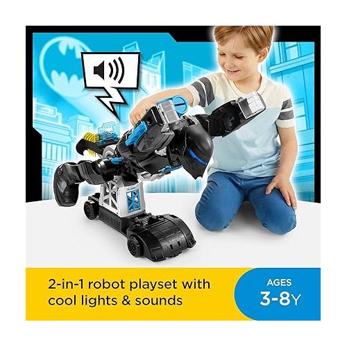 피셔프라이스 Fisher-Price Imaginext DC Super Friends Batman Playset Bat-Tech Batbot 2-Ft-Tall Robot with Lights Sounds & 11 Play Pieces for Ages 3+ Years