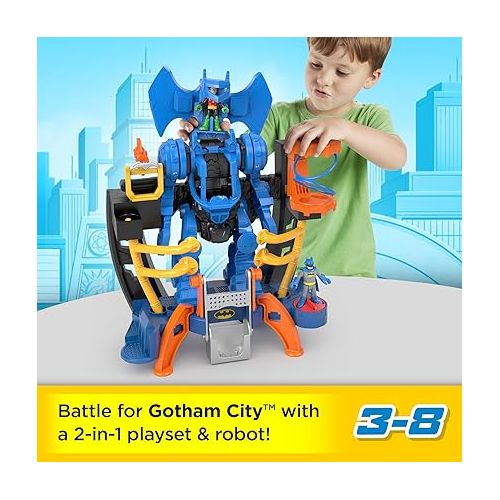 피셔프라이스 Fisher-Price Imaginext DC Super Friends Batman Toy, Robo Command Center Playset & Figures, Detachable 10-inch Robot for Kids Ages 3+ Years