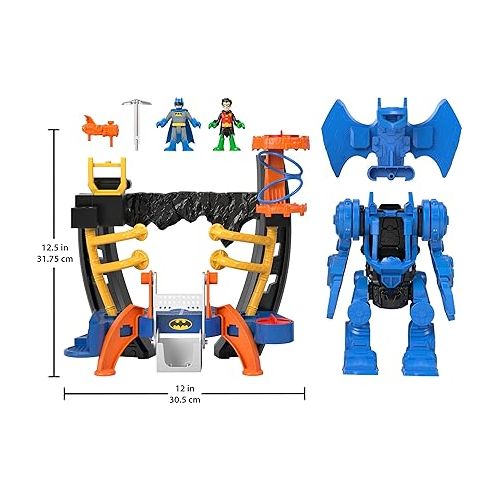 피셔프라이스 Fisher-Price Imaginext DC Super Friends Batman Toy, Robo Command Center Playset & Figures, Detachable 10-inch Robot for Kids Ages 3+ Years