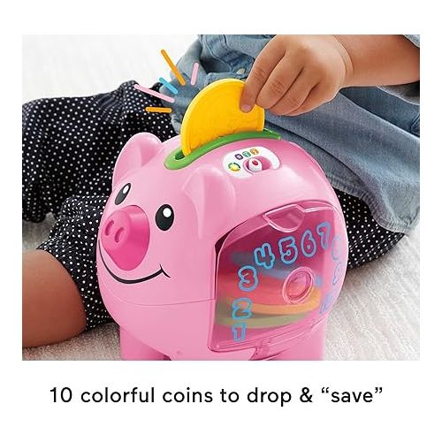 피셔프라이스 Fisher-Price Baby & Toddler Toy Laugh & Learn Smart Stages Piggy Bank with Educational Songs & Phrases for Infants Ages 6+ Months