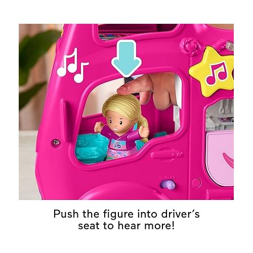 피셔프라이스 Fisher-Price Little People Toddler Toy Barbie Little Dreamcamper RV Playset with Music & Lights for Pretend Play Kids Ages 18+ Months