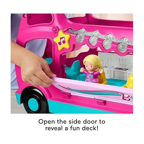 피셔프라이스 Fisher-Price Little People Toddler Toy Barbie Little Dreamcamper RV Playset with Music & Lights for Pretend Play Kids Ages 18+ Months