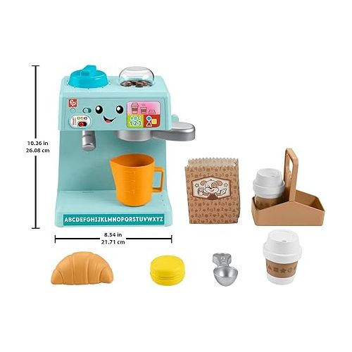 피셔프라이스 Fisher-Price Toddler Toy Laugh & Learn Learn & Serve Coffee Cafe Playset with Smart Stages & 10 Pretend Play Pieces for Ages 18+ Months