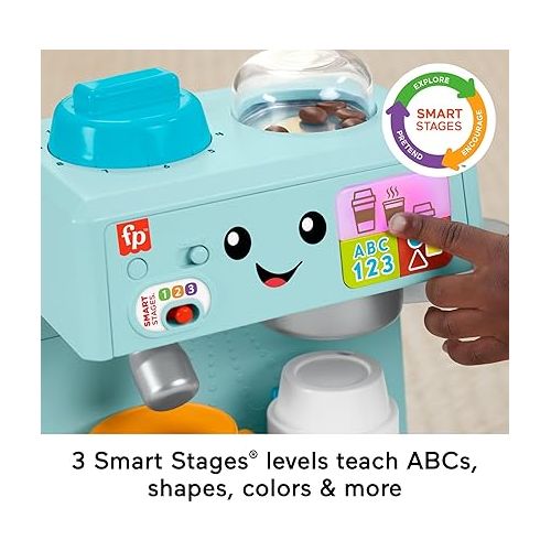 피셔프라이스 Fisher-Price Toddler Toy Laugh & Learn Learn & Serve Coffee Cafe Playset with Smart Stages & 10 Pretend Play Pieces for Ages 18+ Months