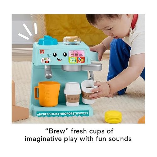 피셔프라이스 Fisher-Price Toddler Toy Laugh & Learn Learn & Serve Coffee Cafe Playset with Smart Stages & 10 Pretend Play Pieces for Ages 18+ Months