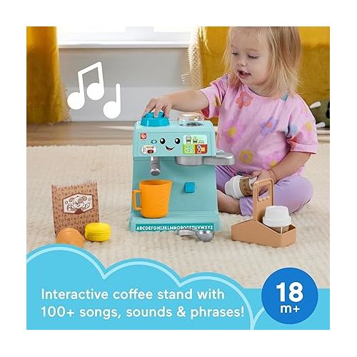 피셔프라이스 Fisher-Price Toddler Toy Laugh & Learn Learn & Serve Coffee Cafe Playset with Smart Stages & 10 Pretend Play Pieces for Ages 18+ Months